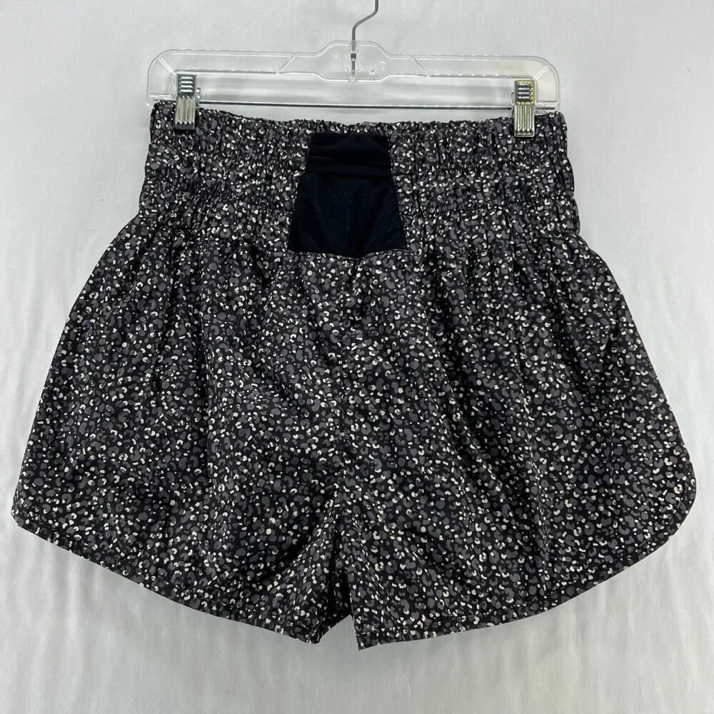 Free People Movement The Way Home Shorts Womens Size L High Waisted Black Gray